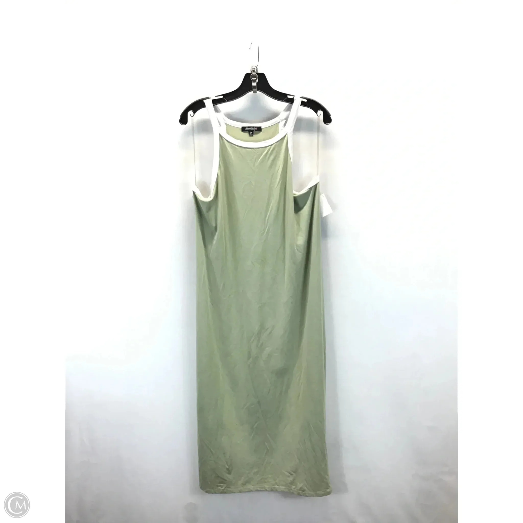 Dress Casual Midi By Absolutely In Green & White. Size: 2x