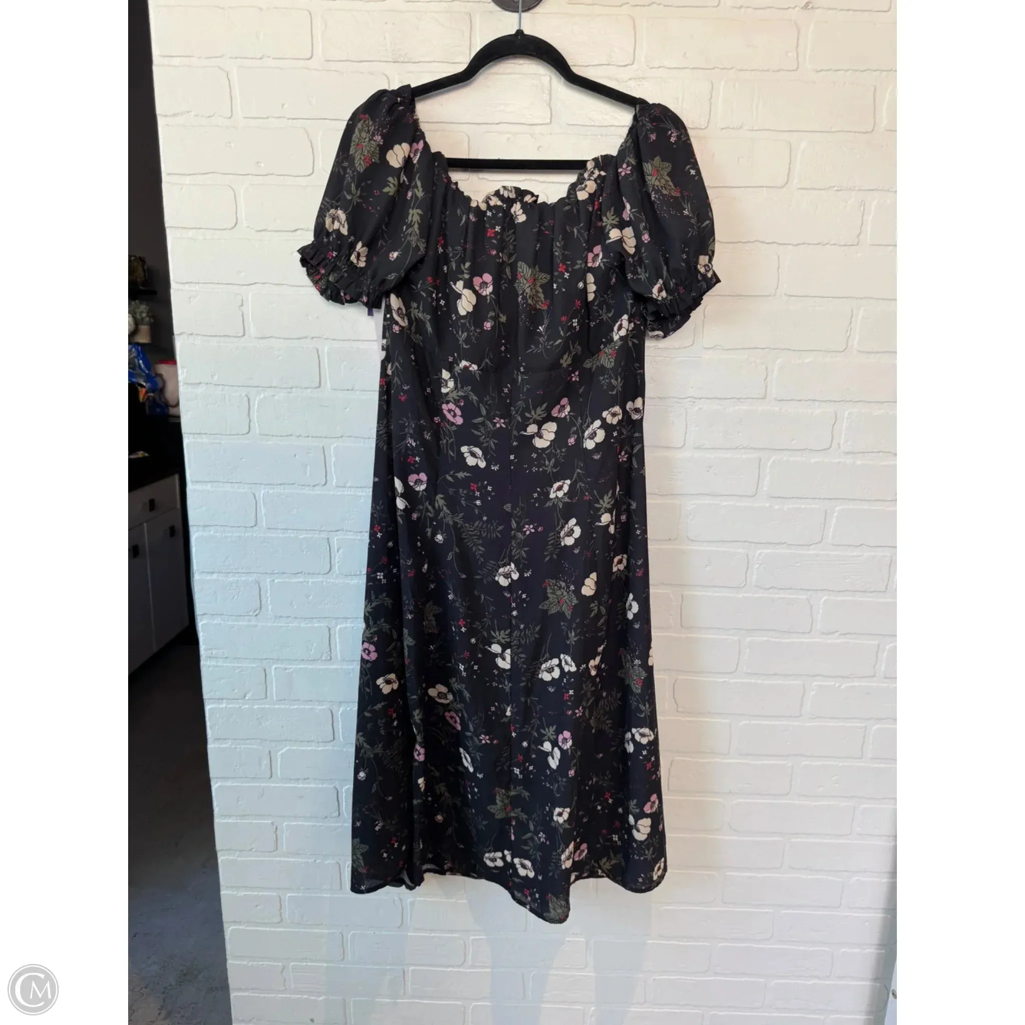 Dress Casual Midi By Chelsea 28 In Black & Green. Size: Xl