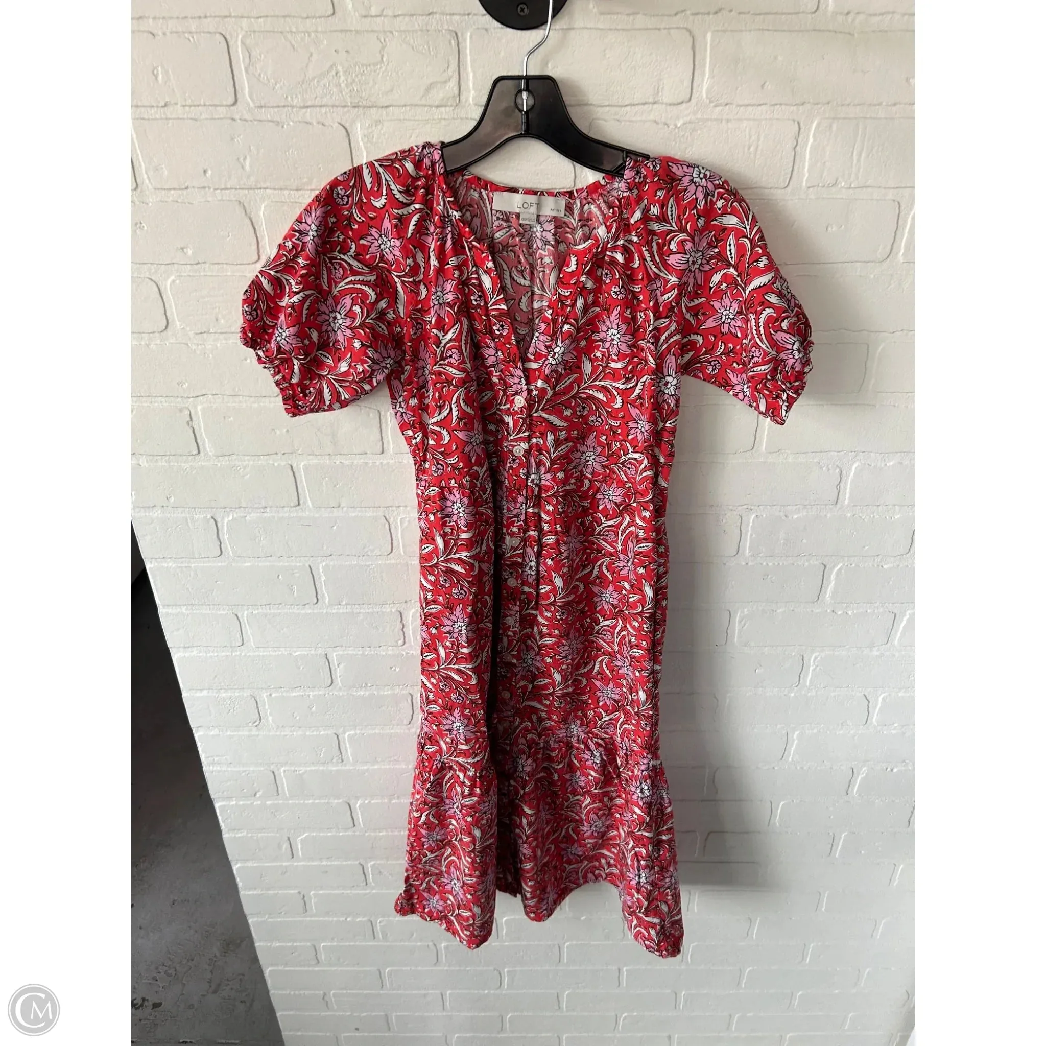 Dress Casual Midi By Loft In Red & White. Size: Xxsp