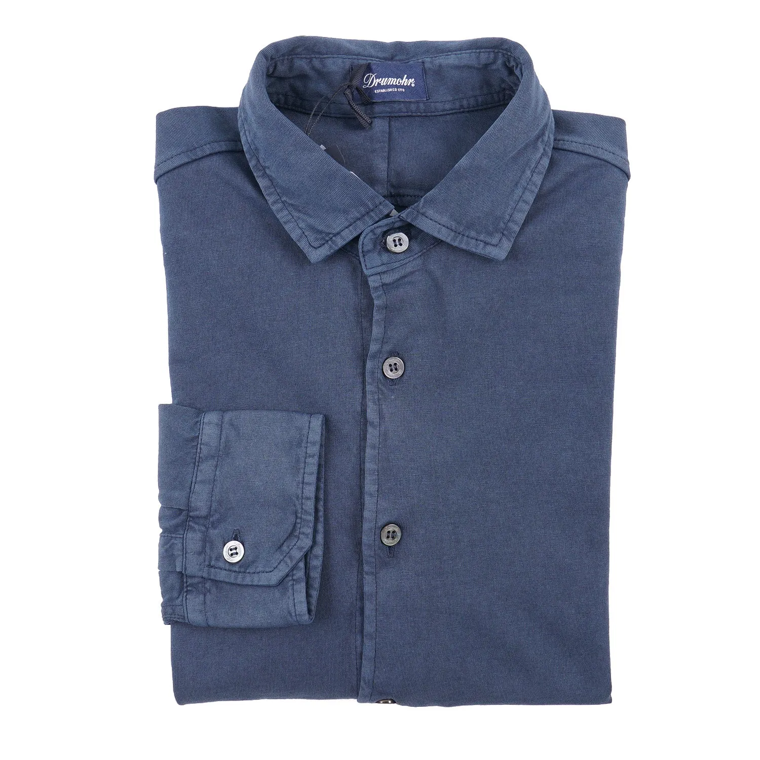 Drumohr Long Sleeve Jersey Cotton Polo Shirt