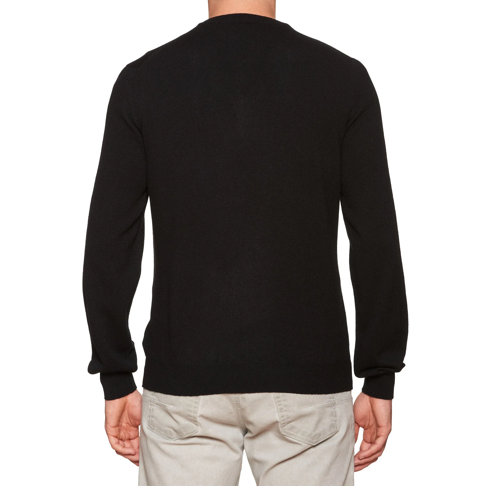 FEDELI Black Cashmere V-Neck Sweater 60 NEW 4XL