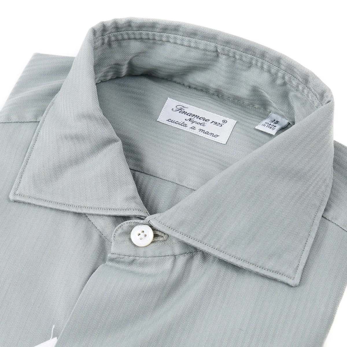 Finamore Herringbone Cotton Dress Shirt