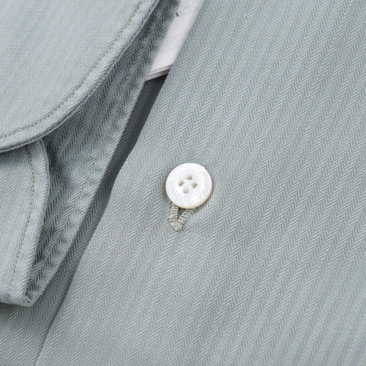 Finamore Herringbone Cotton Dress Shirt