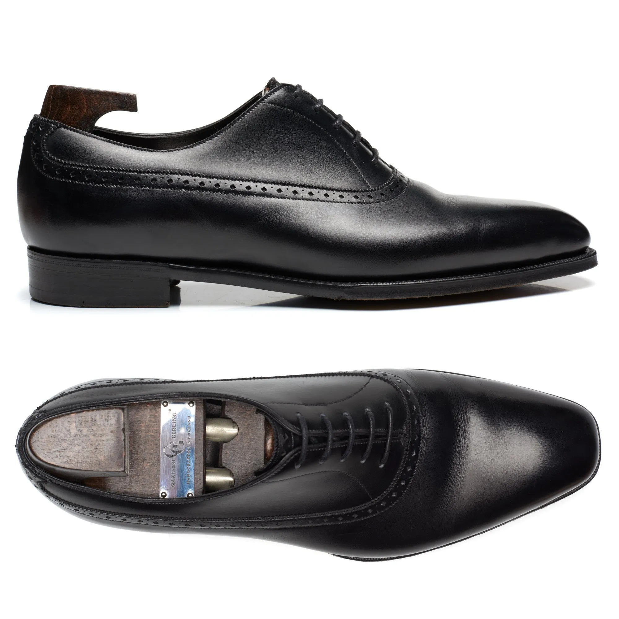 GAZIANO & GIRLING Kent Black Calf Leather Oxford Dress Shoes 8E US 8.5 Last MH71