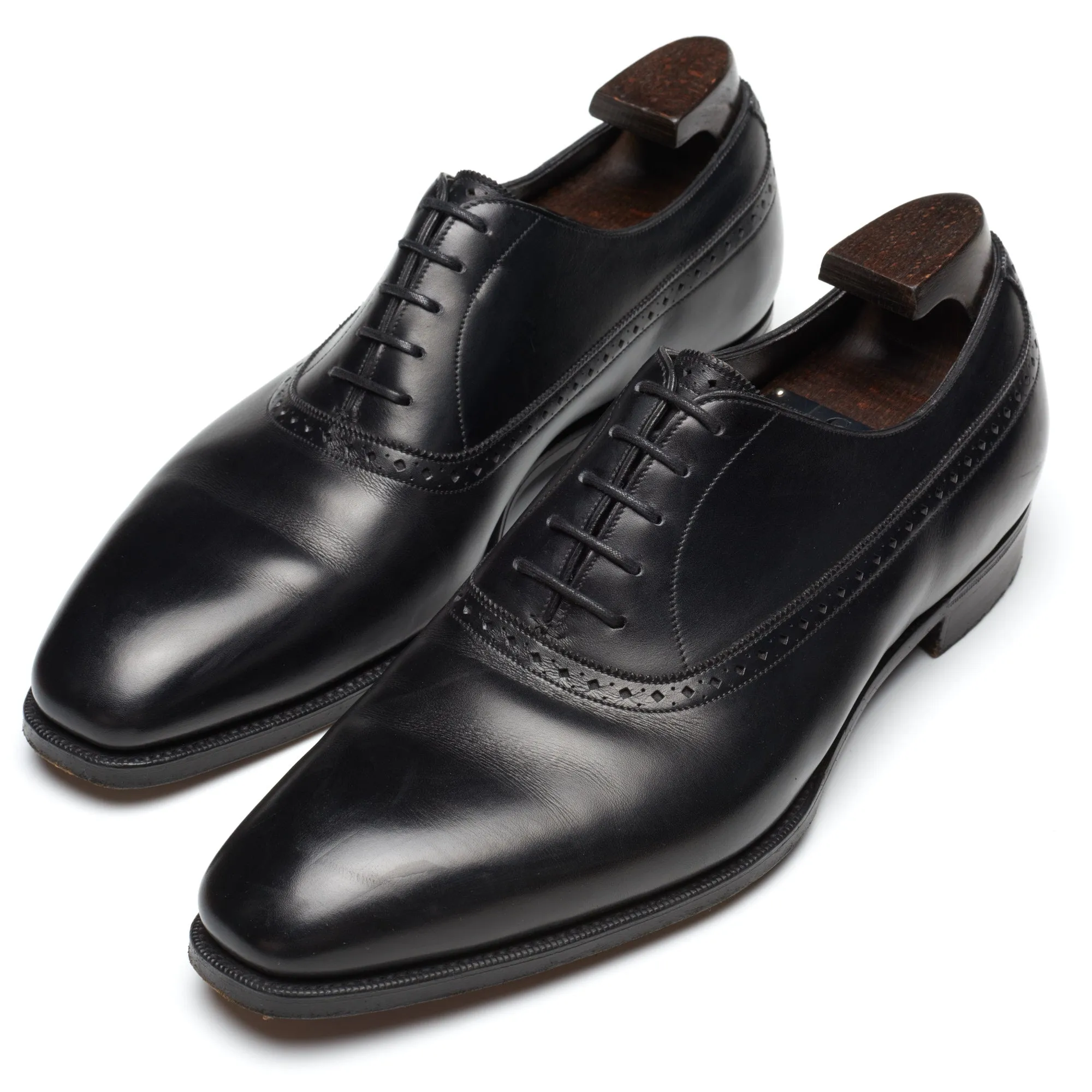 GAZIANO & GIRLING Kent Black Calf Leather Oxford Dress Shoes 8E US 8.5 Last MH71