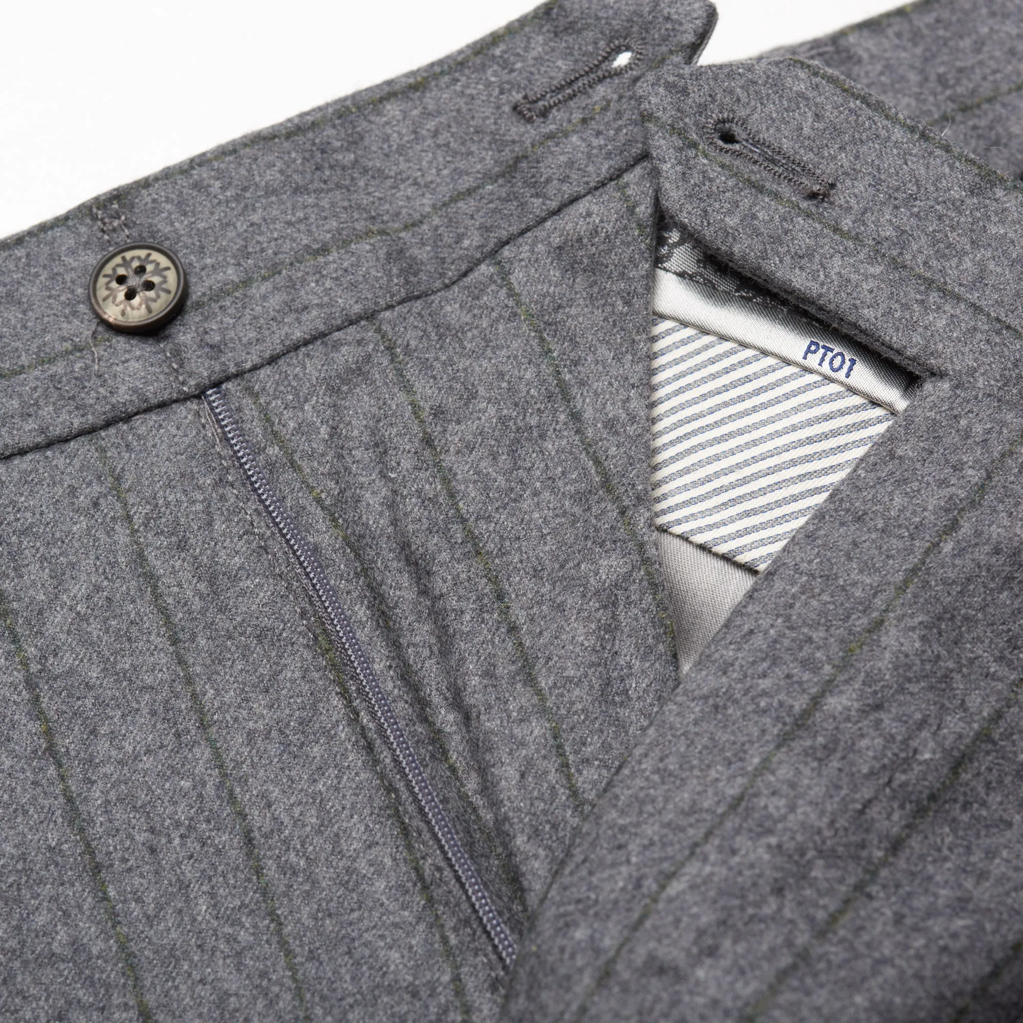 PT01 PANTALONI TORINO Jacques Gray Striped Flannel Wool Pants NEW Slim US 36