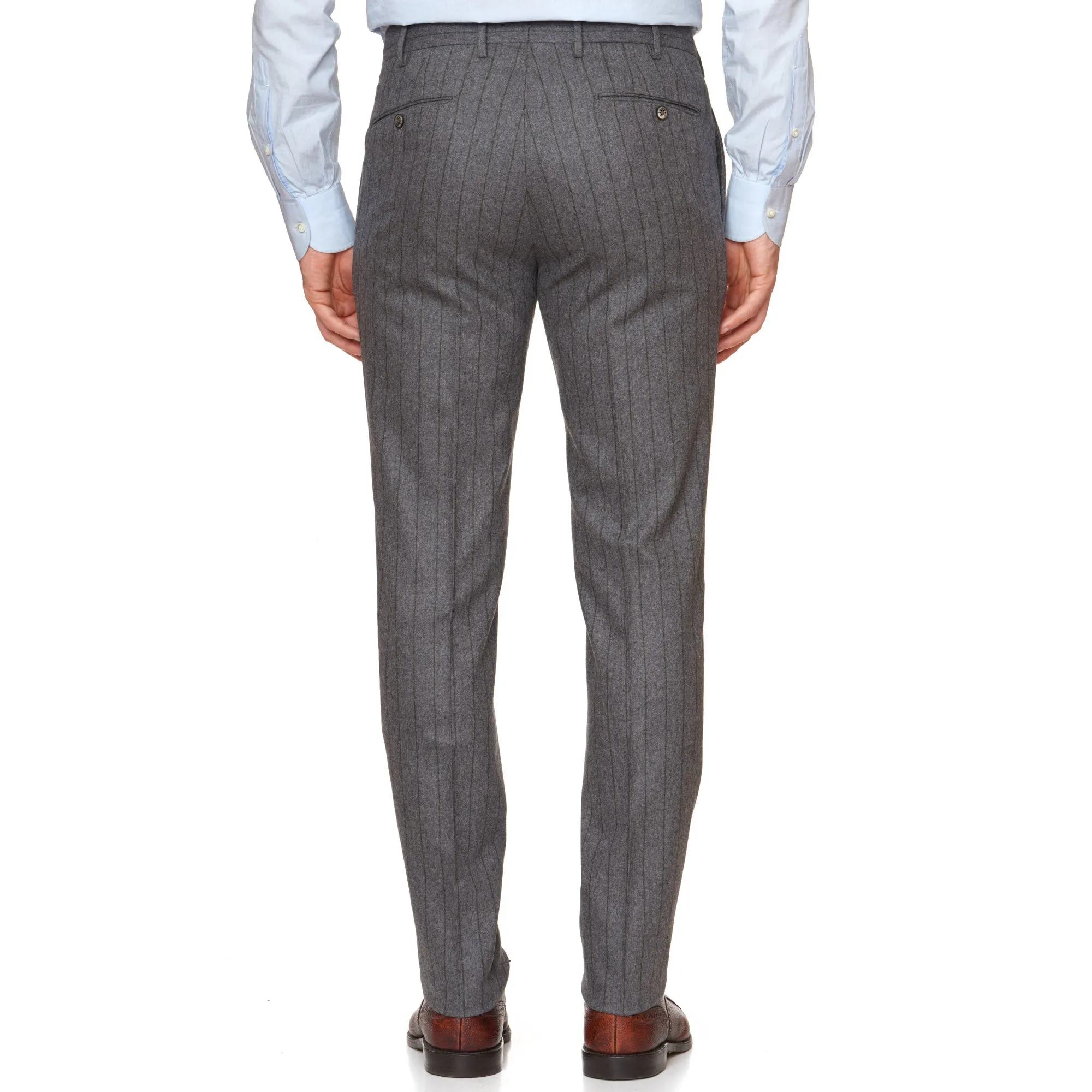 PT01 PANTALONI TORINO Jacques Gray Striped Flannel Wool Pants NEW Slim US 36
