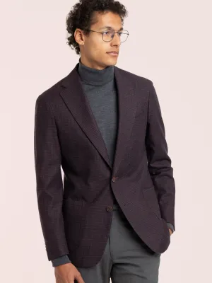 Red Check Wool-Cotton-Flax Sport Jacket