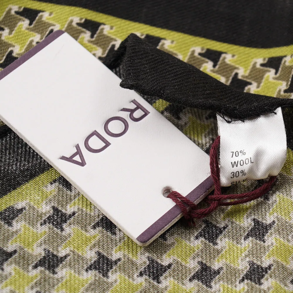 Roda Houndstooth Wool-Silk Pocket Square