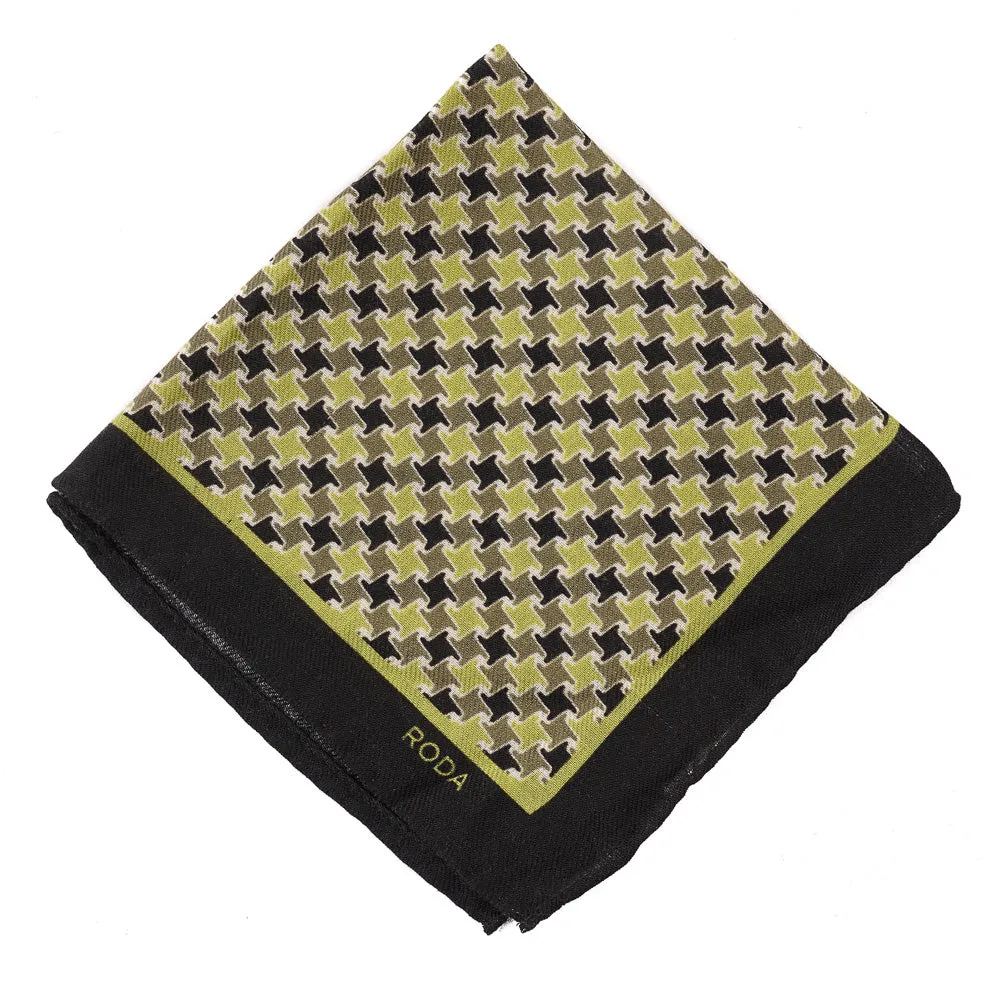 Roda Houndstooth Wool-Silk Pocket Square