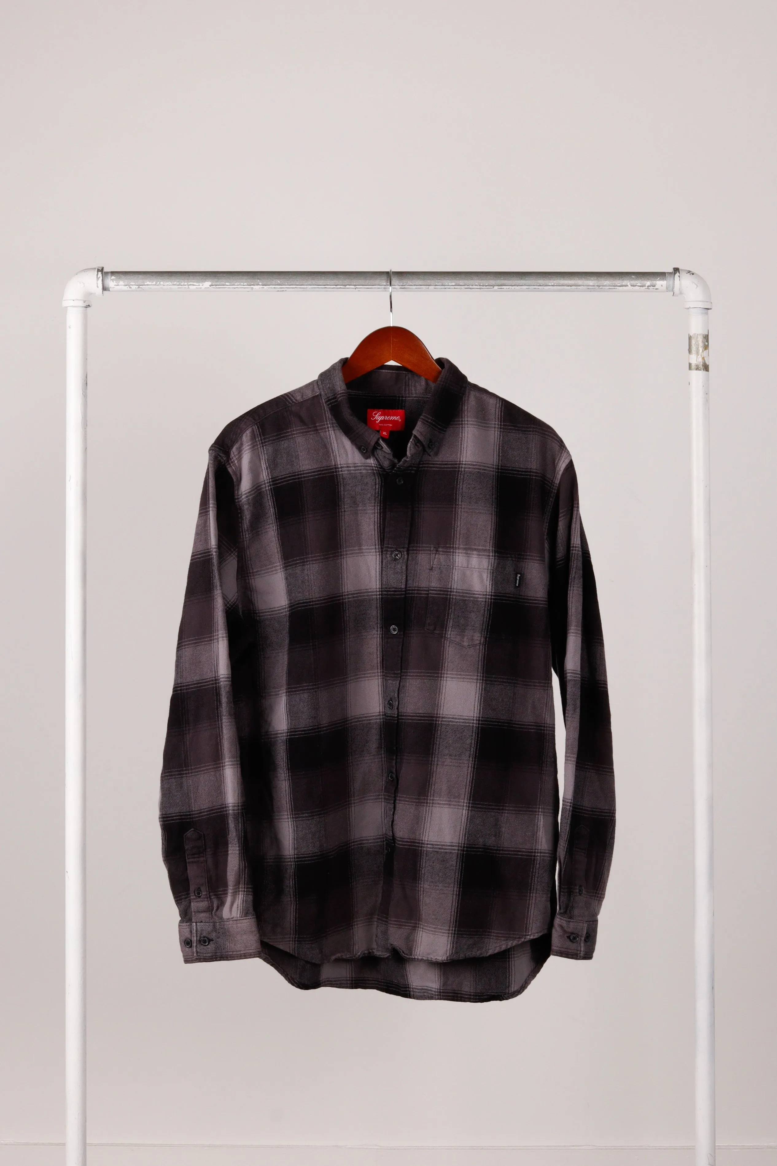 Supreme FW18 'Shadow Plaid' Flannel Shirt Black (2018)