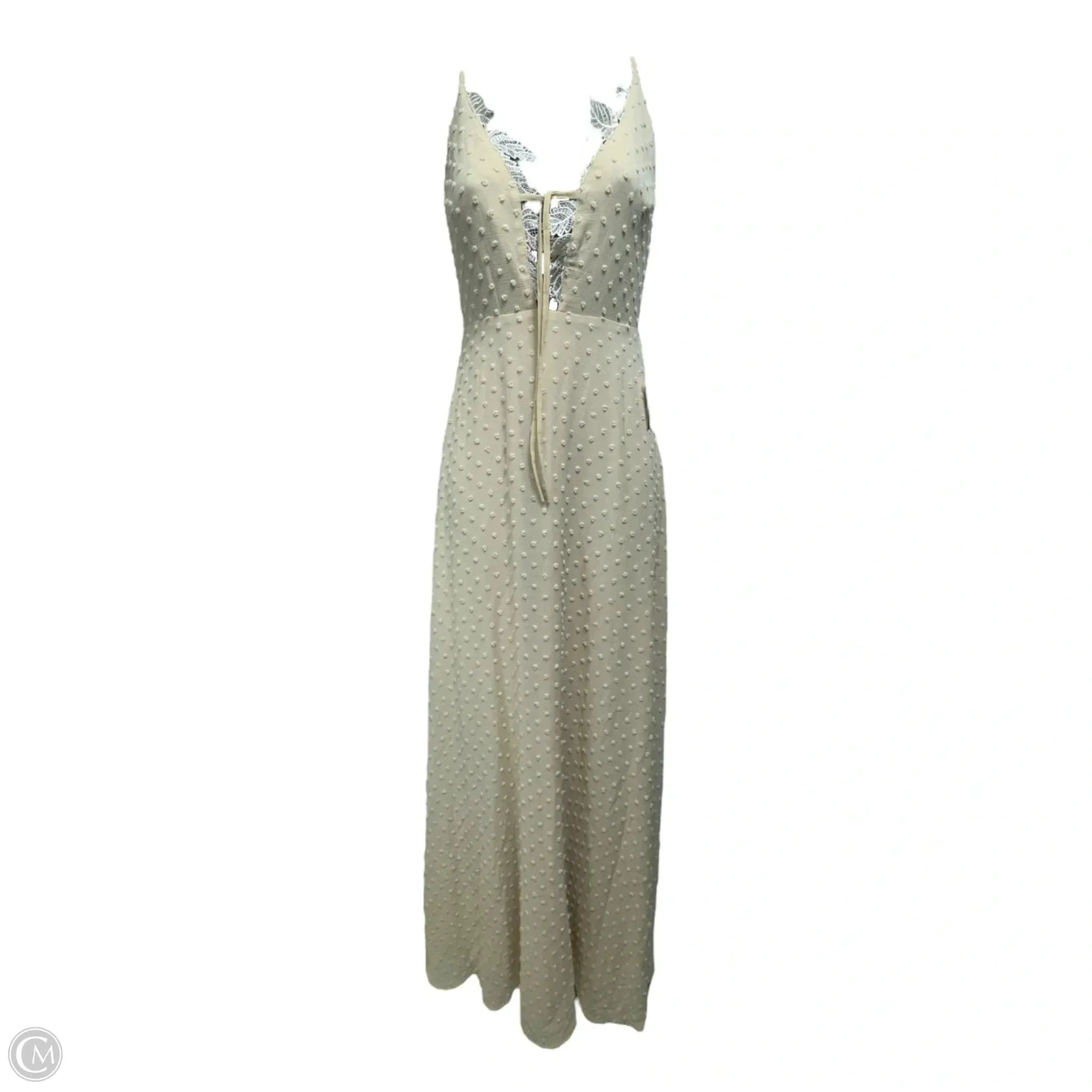 Sway With Me Beige Embroidered Maxi Dress By Lulus In Cream. Size: XS